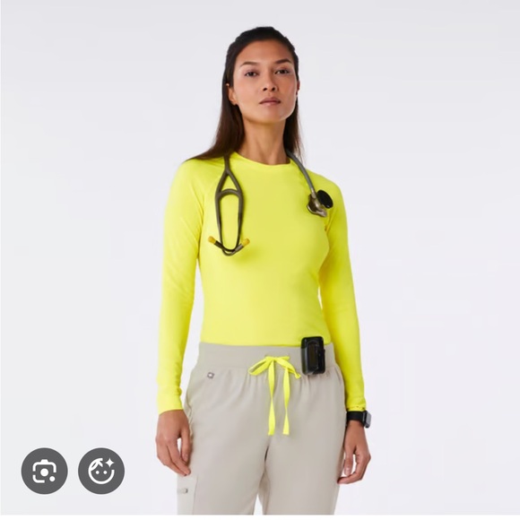 Figs Neon Green Long Sleeve Shirt thermal stretch seamless XL - Picture 1 of 7